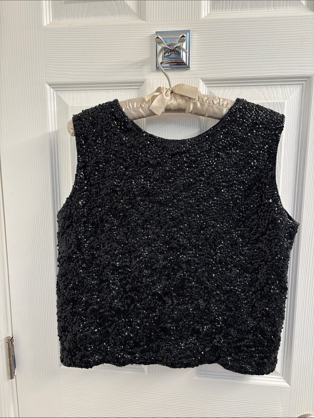 Vintage 1950's Charles & Co. Black Sequin Sleeveless Top- Fabulous! Size 38 (M)